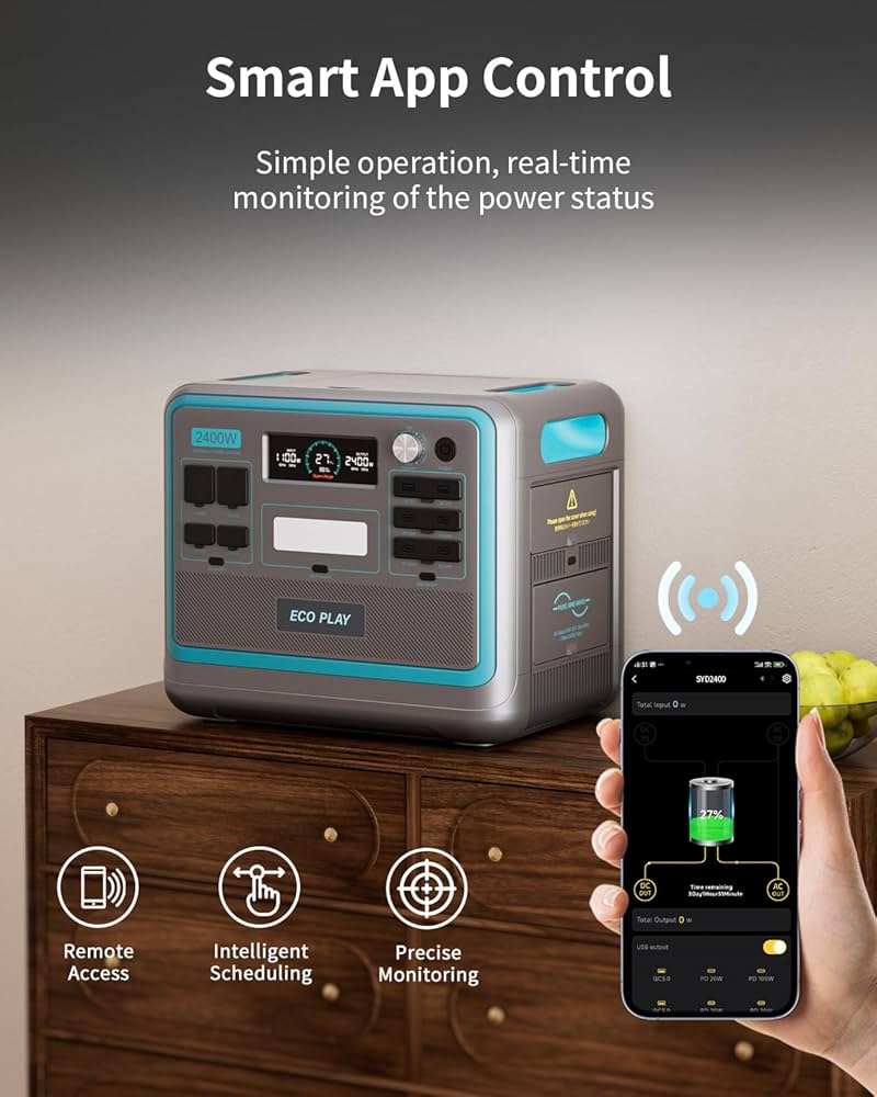 発電機・ポータブル電源 Eco Play 2400W Portable Power Station Amazon.com : Eco Play SYD2400 Portable Power Station with